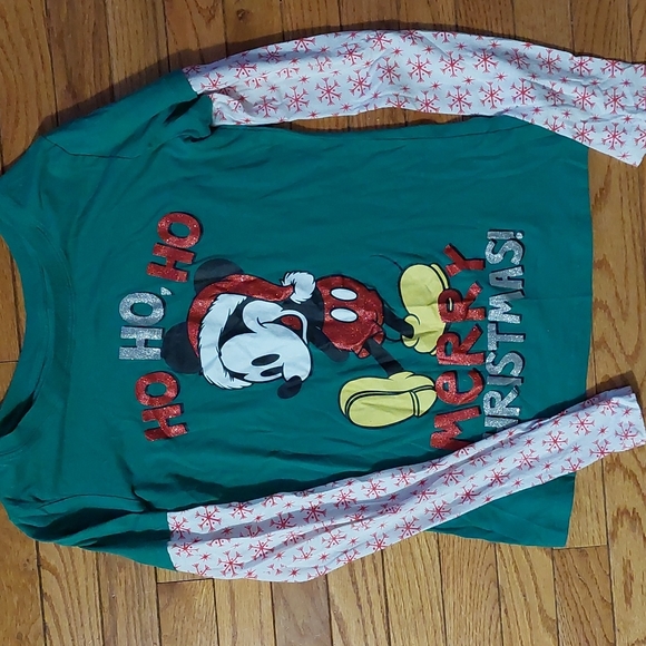 LIKE NEW Disney Junior's Baseball style long sleeve tee; L 11-13, Green white/re - Picture 10 of 14